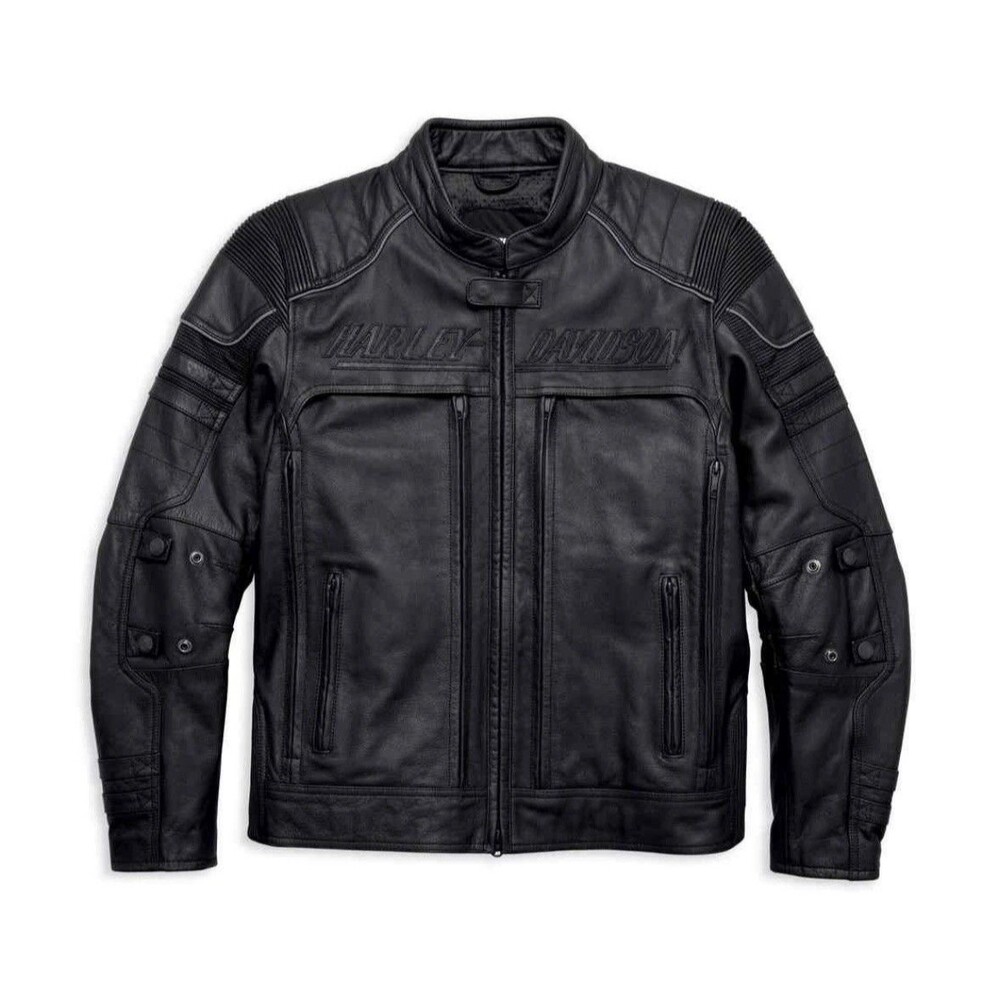 Harley Davidson Men’s Jacket Tall XL Black Buffalo Leather Erving Pocket System
